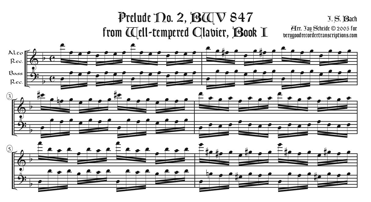 Prélude No. 2, arr. for alto & bass recorders