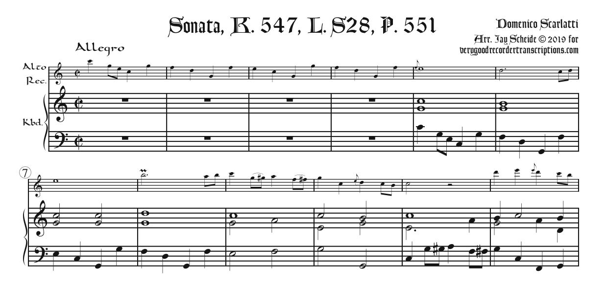 Sonata, K. 547, L. S28, P. 551, two different versions