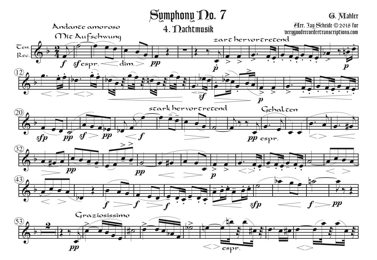 Symphony No. 7 complete, calling for a wide variety of recorders