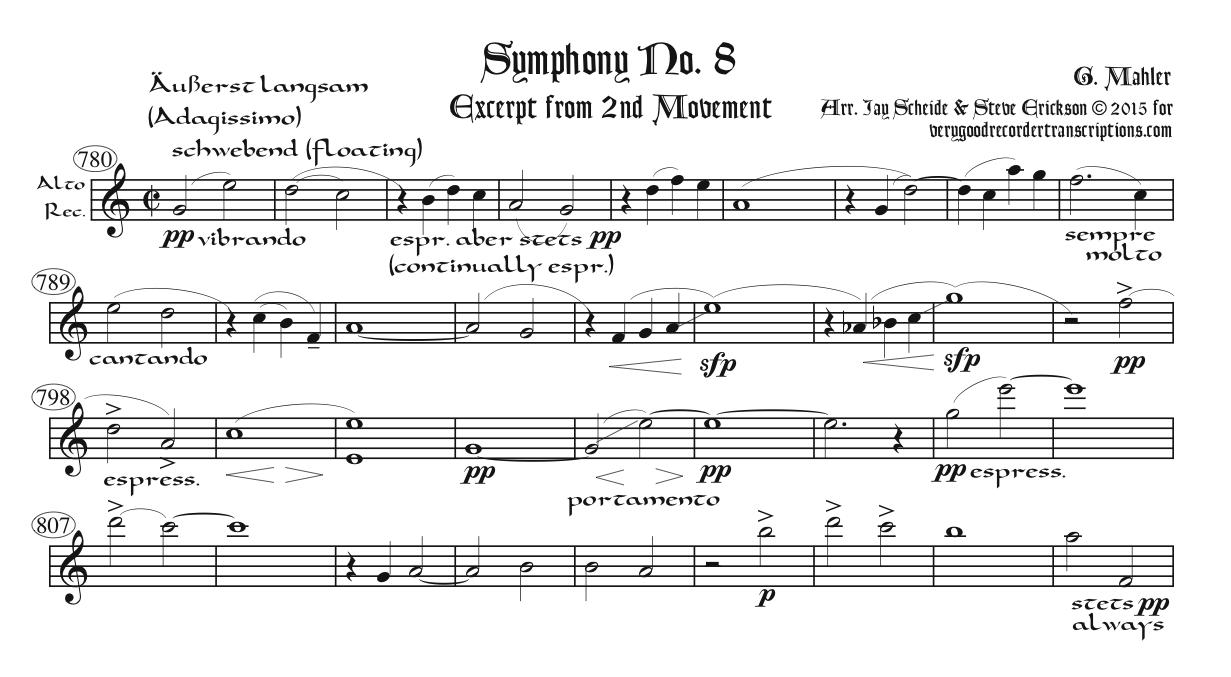 Symphony No. 8, excerpt from the 2nd Mvmt., two different transpositions