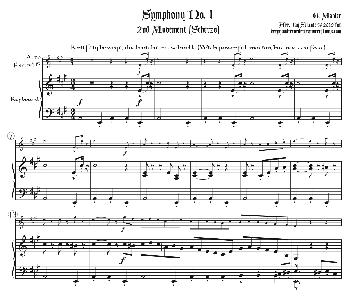 Scherzo from Symphony No. 1, for alto in old pitch alternating with alto in modern pitch, soprano in old pitch, and tenor in modern pitch