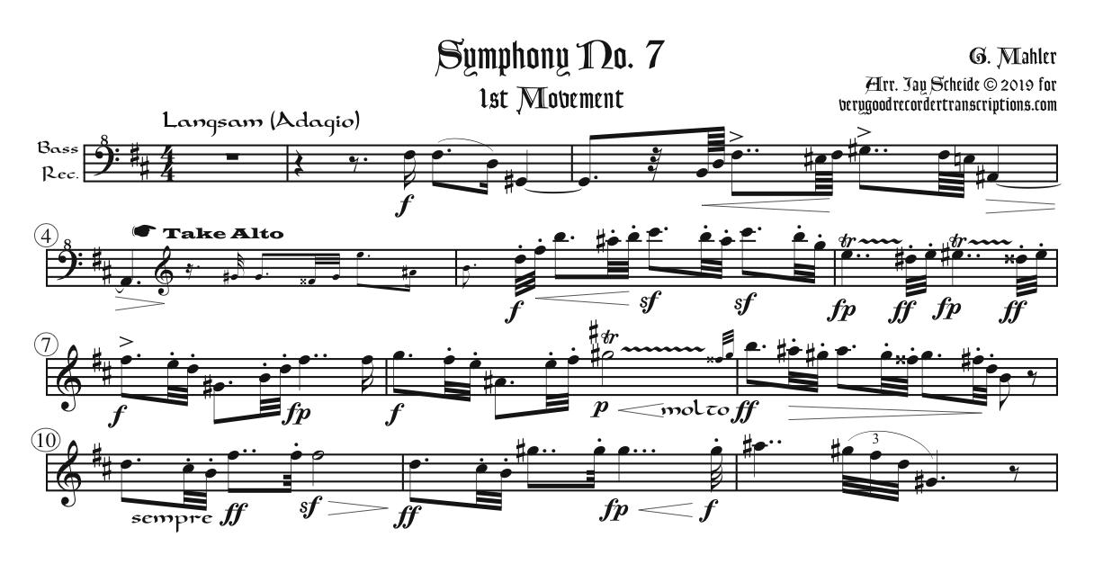 Symphony No. 7 complete, calling for a wide variety of recorders
