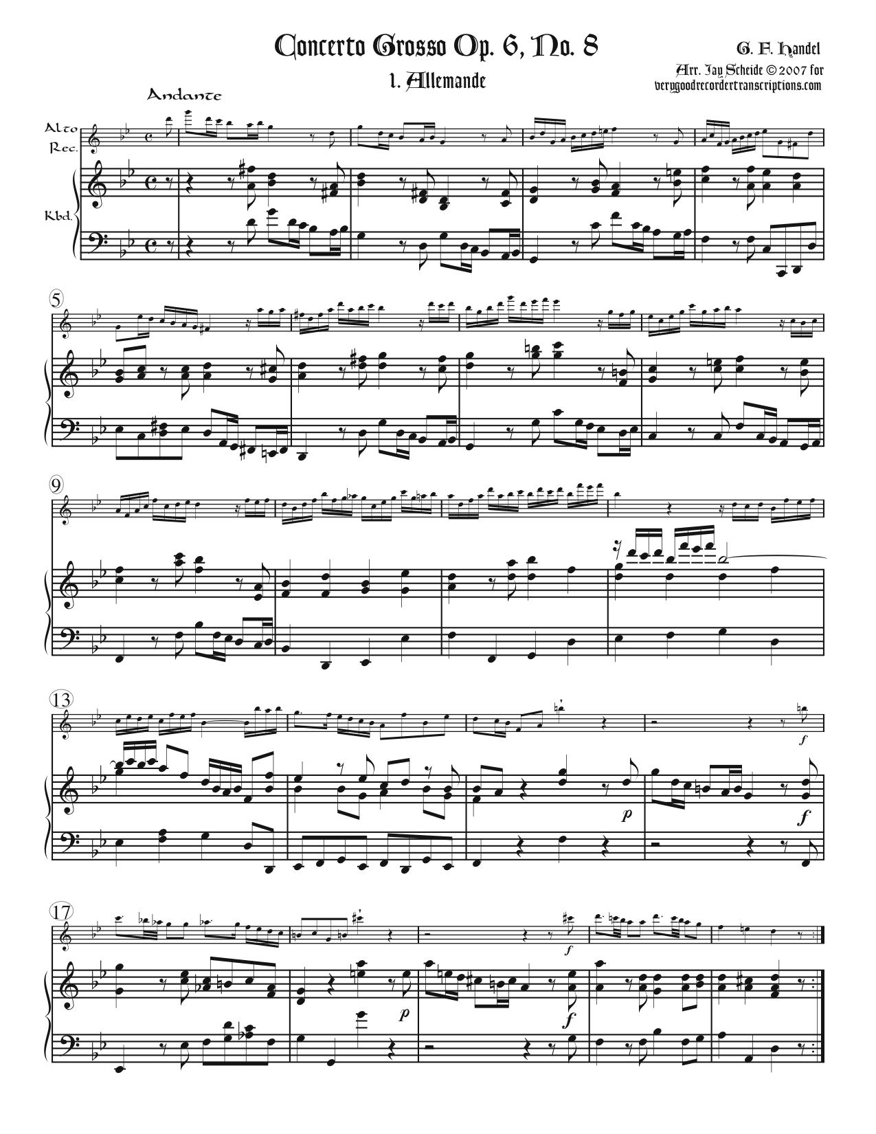 Allemande from Concerto Grosso, Op. 6, No. 8
