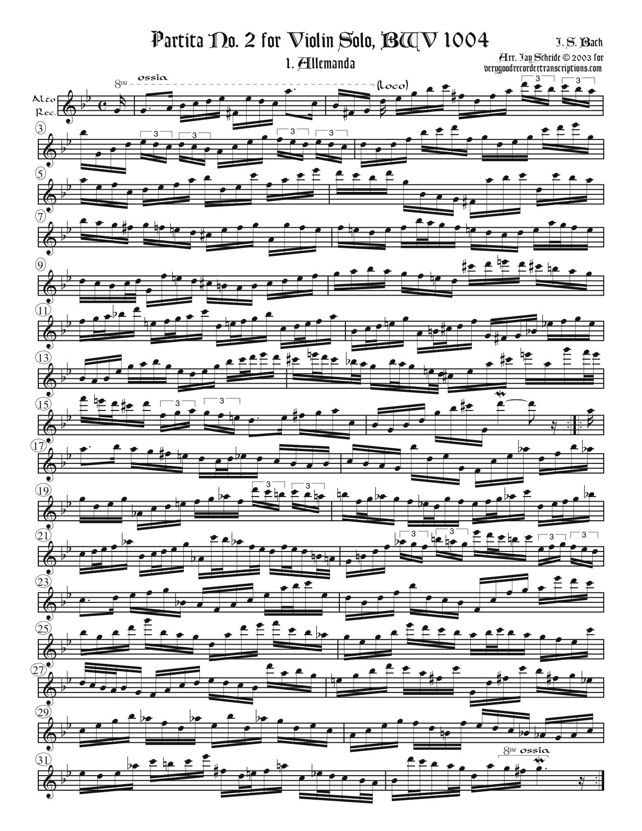 First Four Movements from Partita No. 2, BWV 1004