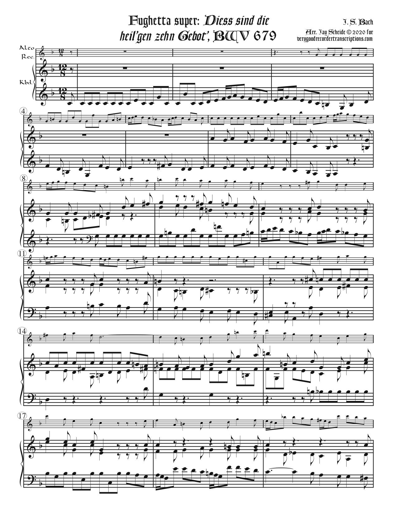 Fughetta super: *Diess sind die heil’gen zehn Gebot’*, BWV 679