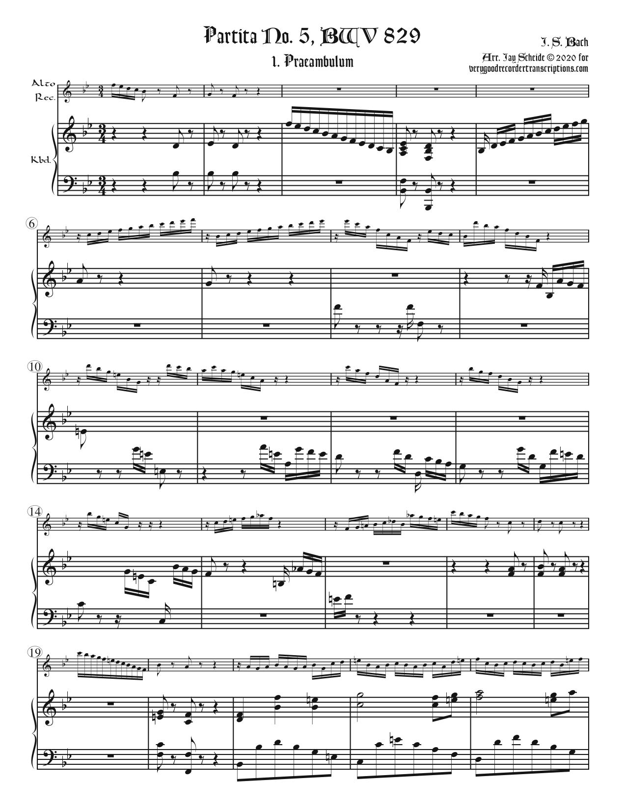 First three Mvts. from Partita No. 5, BWV 829