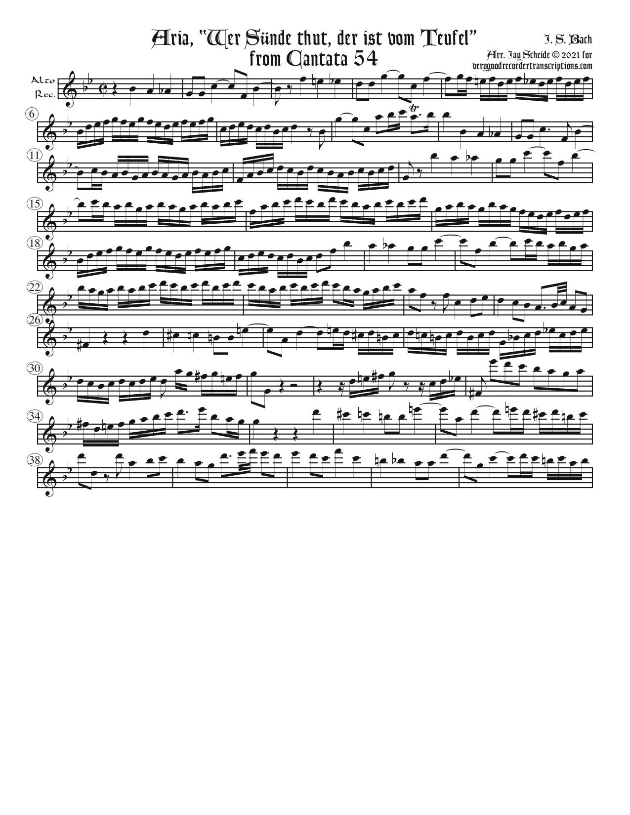 Aria, “Wer Sünde thut, der ist vom Teufel”, from Cantata 54