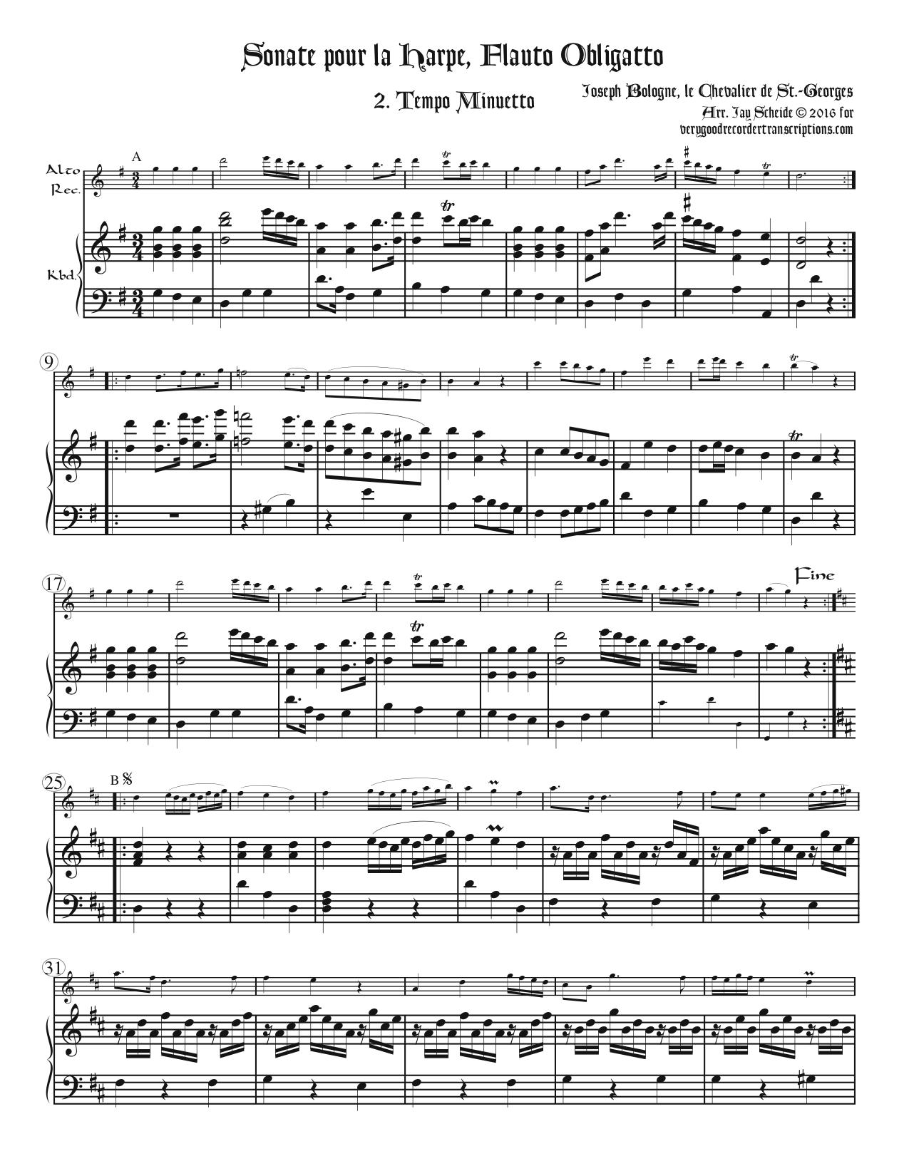 Minuet from Sonata for Flute and Harp