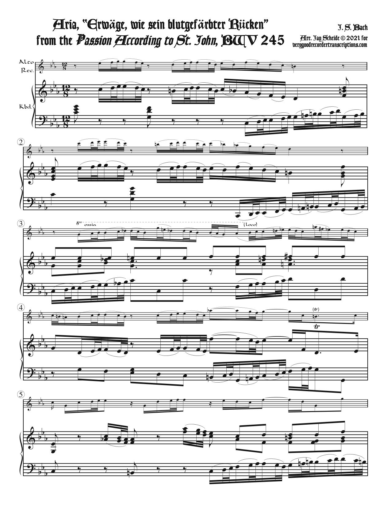 Aria, “Erwäge, wie sein blutgefärbter Rücken” from *St. John Passion*, BWV 245