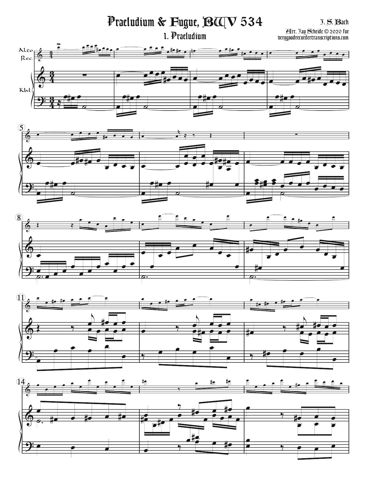 Præludium & Fugue, BWV 534