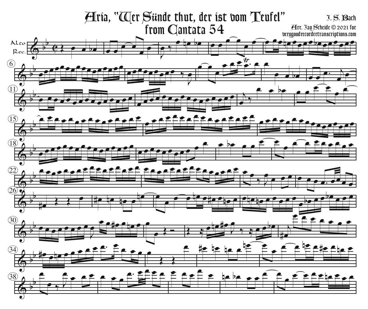 Aria, “Wer Sünde thut, der ist vom Teufel”, from Cantata 54