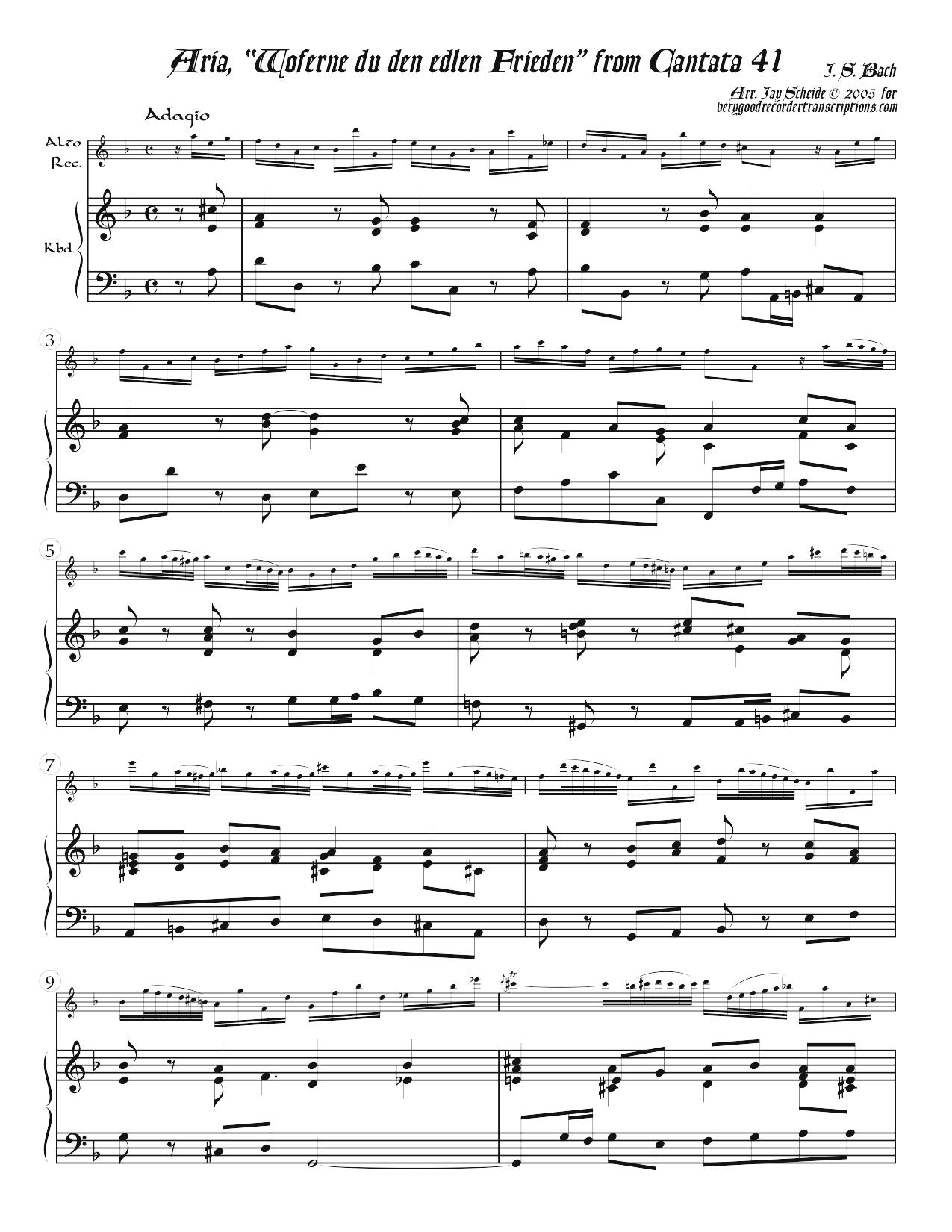 Aria, “Woferne du den edlen Frieden,” from Cantata 41