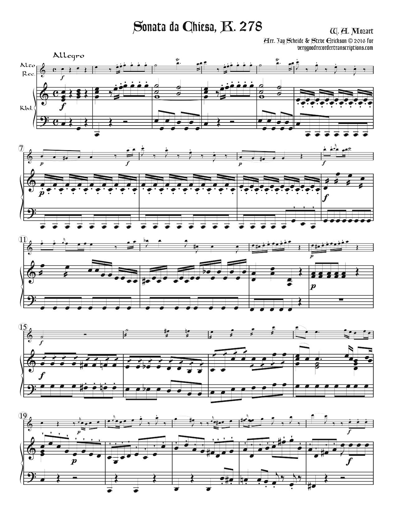 Sonata da Chiesa, K. 278, two versions