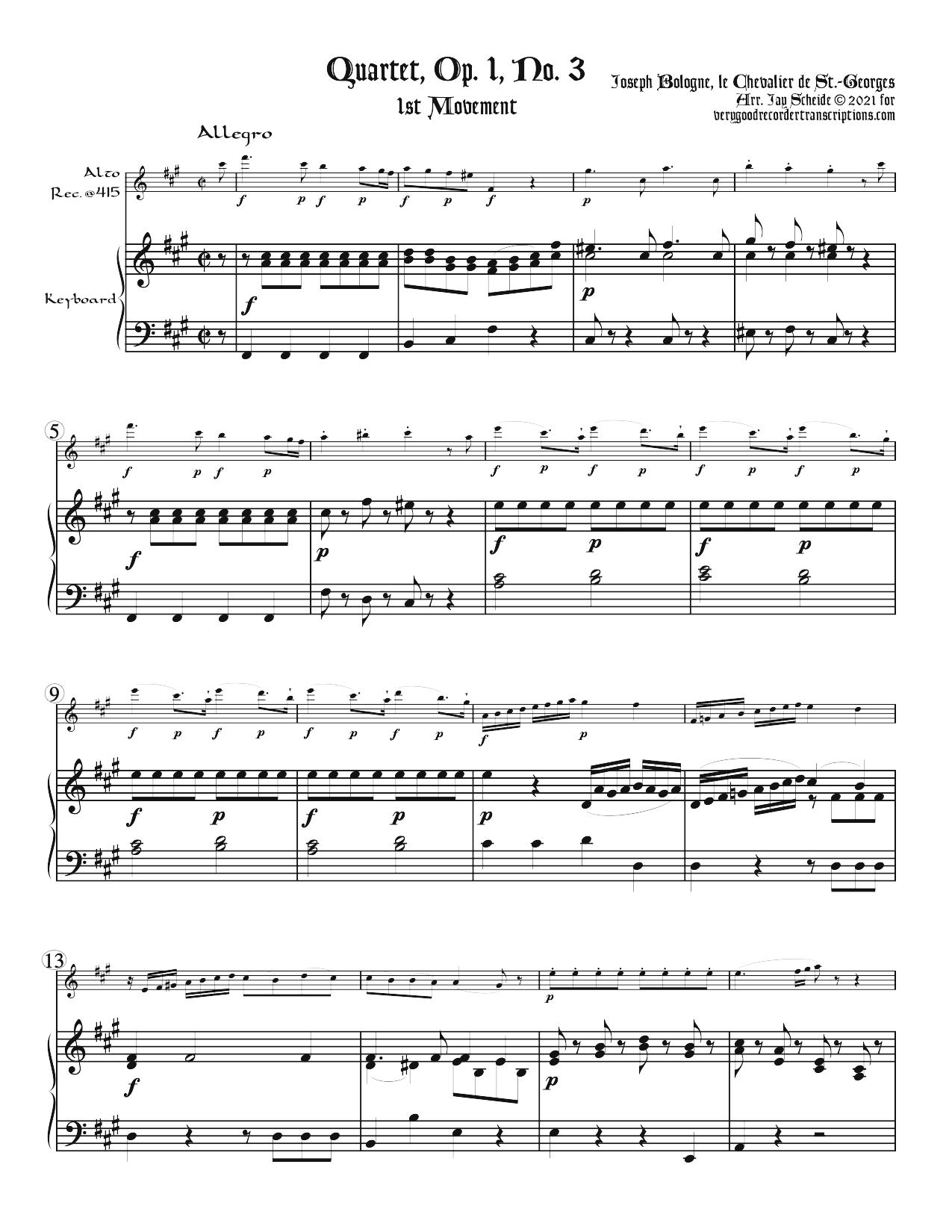 Quartet, Op. 1, No. 3