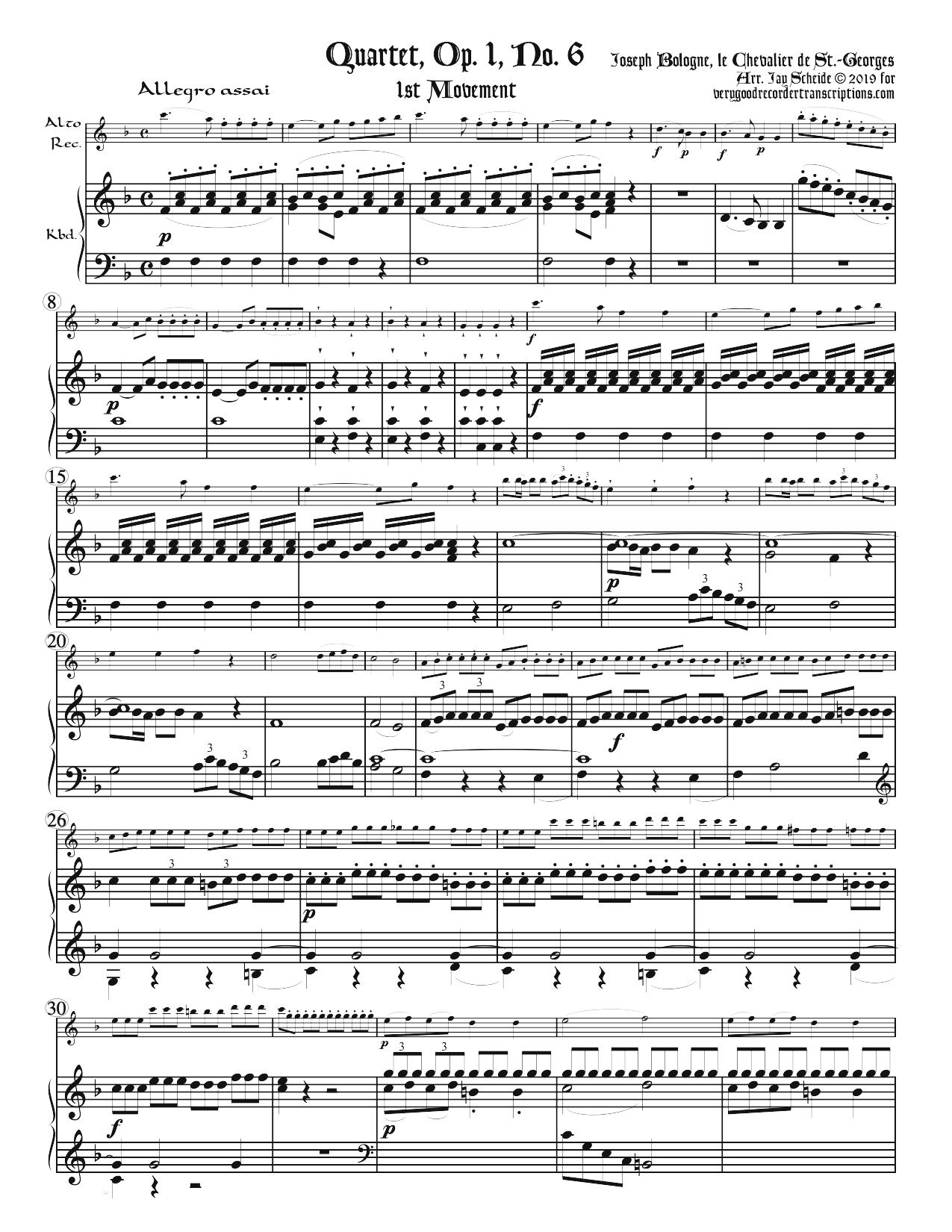 Quartet, Op. 1, No. 6
