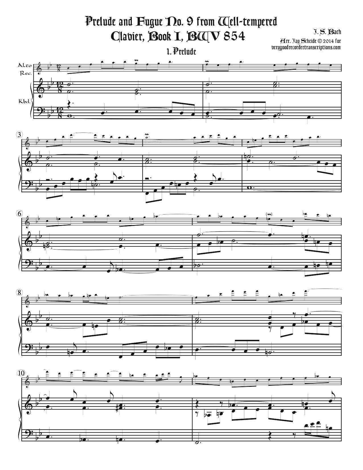Prélude No. 9, BWV 854/1