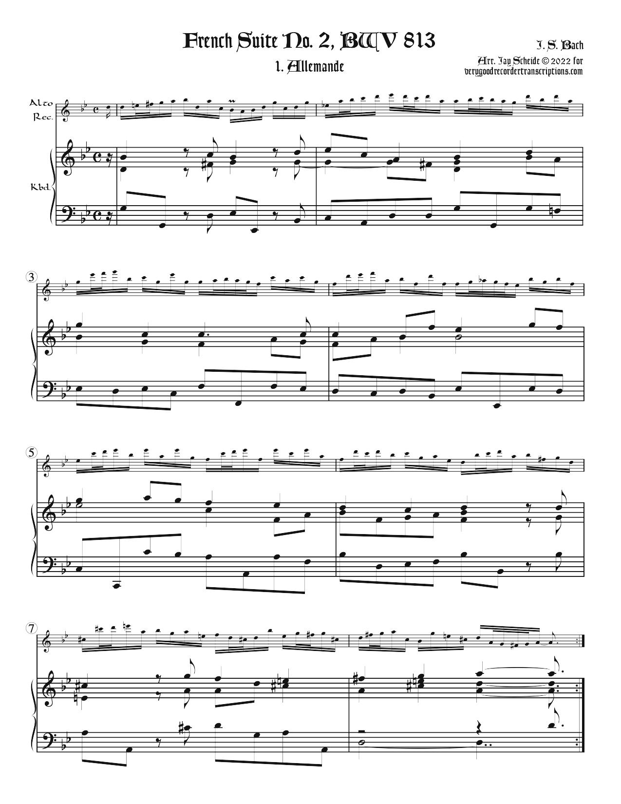 Three mvts. from French Suite No. 2, BWV 813