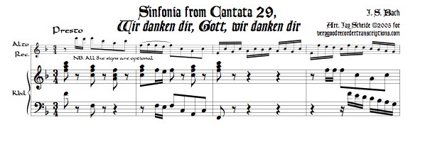 Sinfonia from Cantata 29, *Wir danken dir, Gott, wir danken dir*
