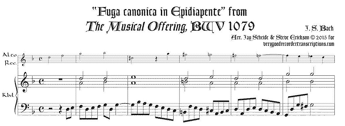 “Fuga canonica in Epidiapente”, from *Musical Offering*, BWV 1079