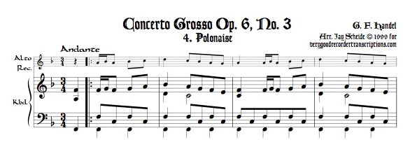 Polonaise from Concerto Grosso, Op. 6, No. 3 (with choice of 2 different keys)