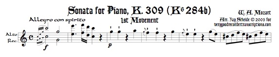Sonata for Piano K. 309, 1st Mvmt.