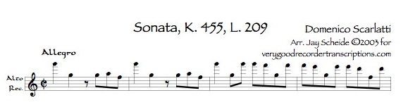 Sonata K. 455, L. 209, P. 354 with alternative version for alto switching to either tenor or soprano
