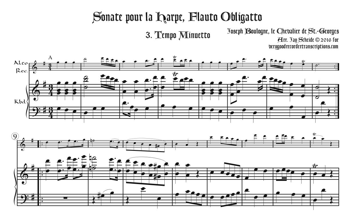 Minuet from Sonata for Flute and Harp