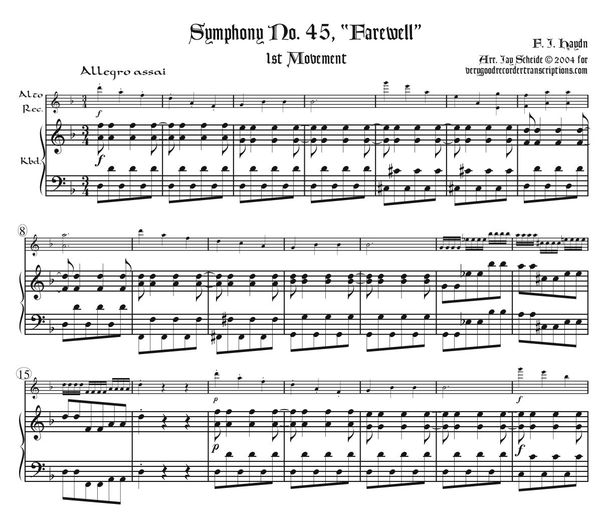 Symphony No. 45, “Farewell”, 1st Mvmt.