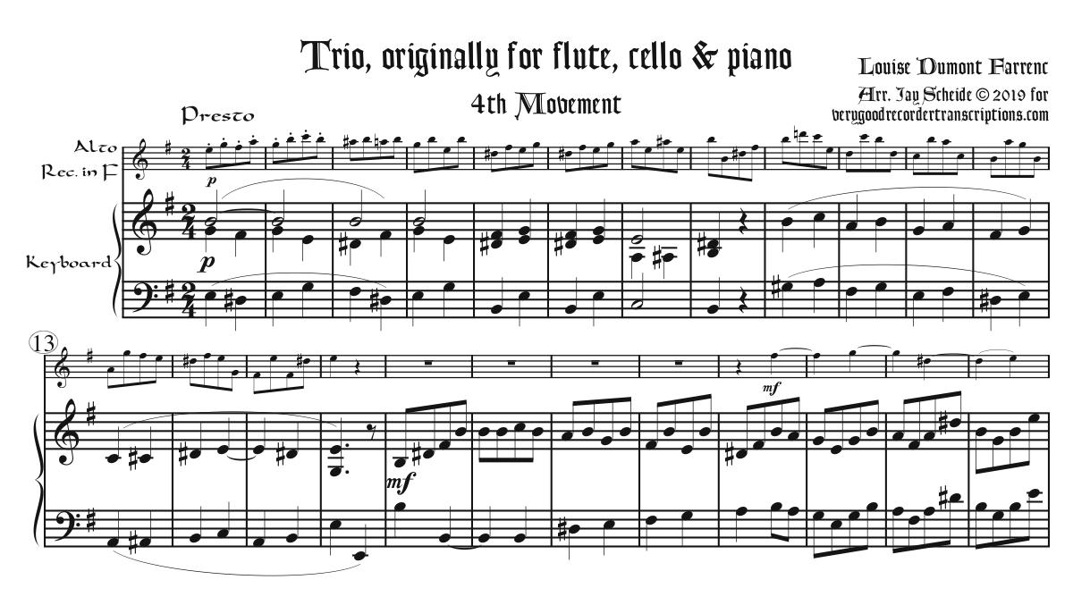 Finale from Trio, Op. 45, for alto recorder in F doubling alto in G, alto @415 and soprano @415