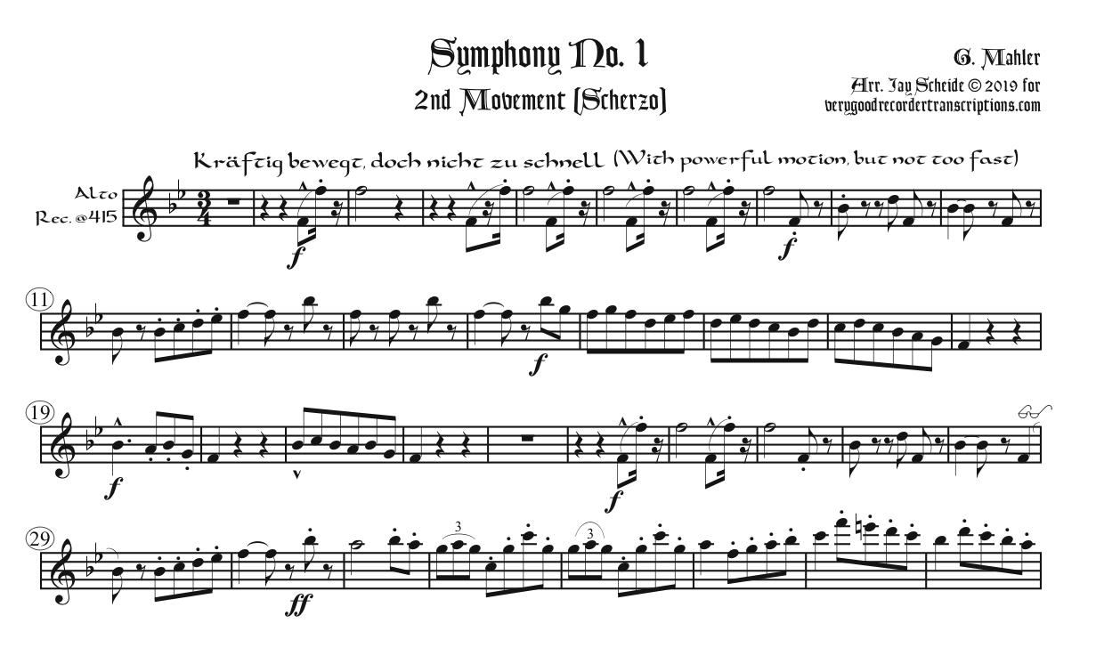 Scherzo from Symphony No. 1, for alto in old pitch alternating with alto in modern pitch, soprano in old pitch, and tenor in modern pitch