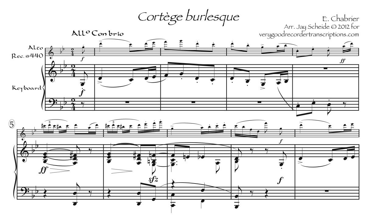 Cortège burlesque, for alto recorder @440 doubling alto @415 and sopranino @440
