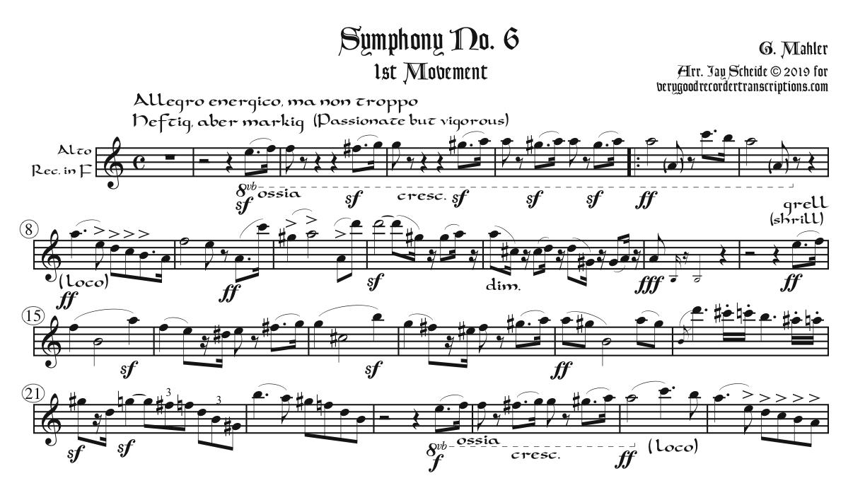 1st Mvt. from Symphony No. 6, requiring various recorders
