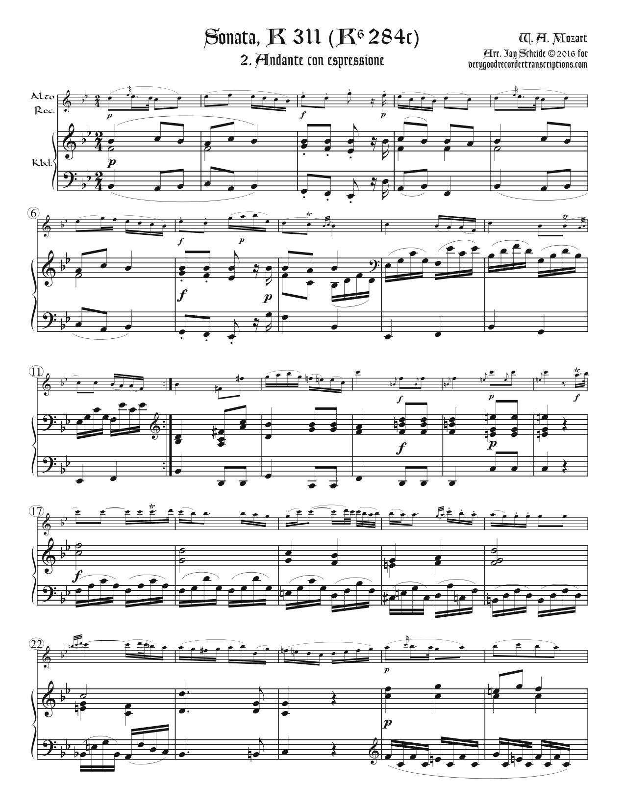 2nd Mvt. from Sonata K. 311