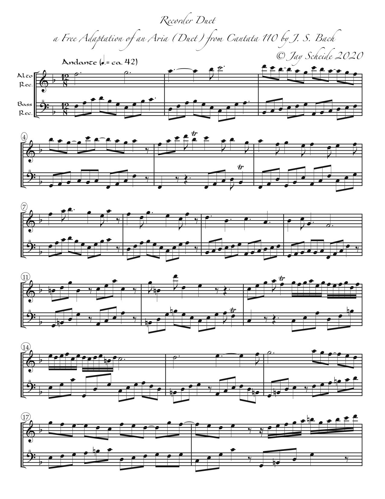 Duet based on an aria (vocal duet) from Cantata 110