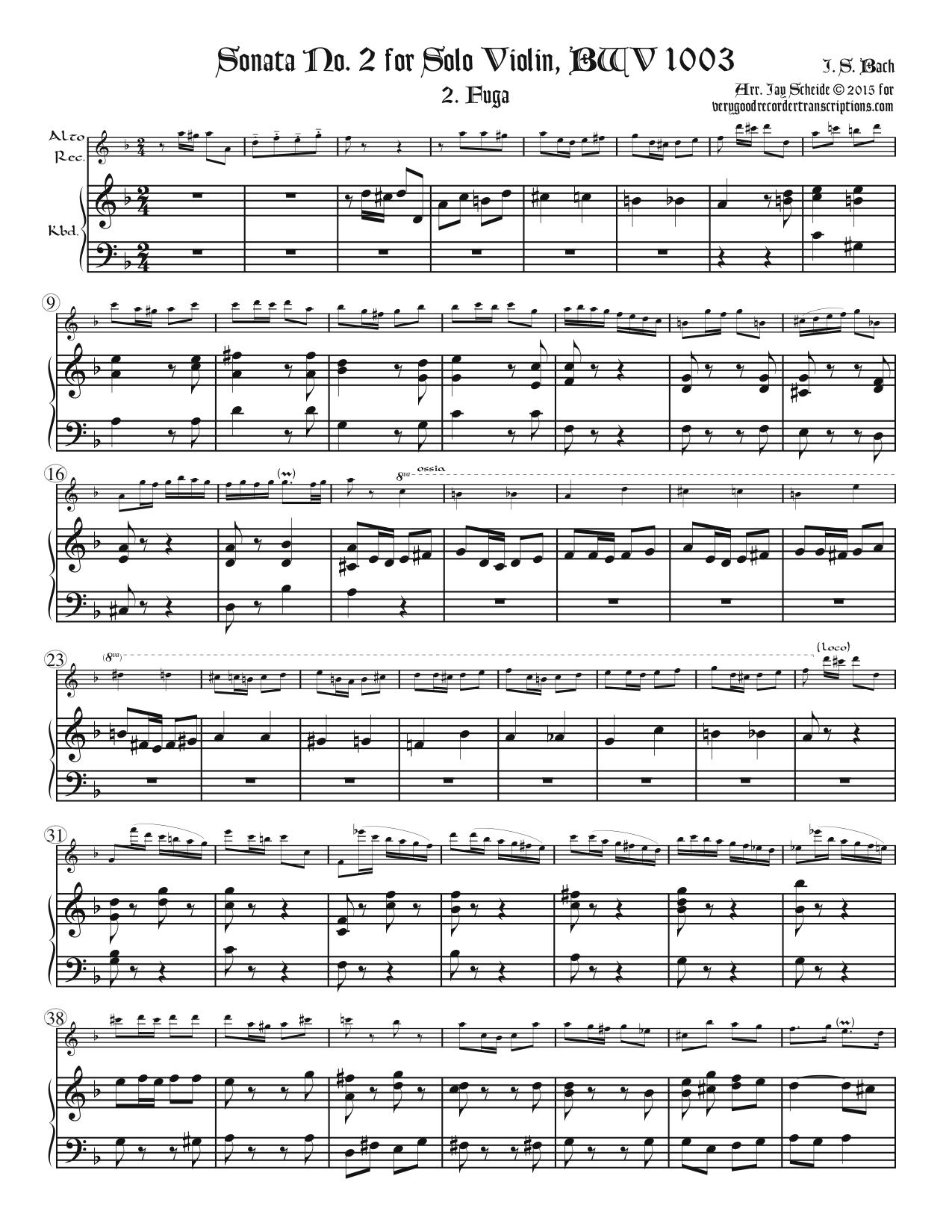 Fugue from Sonata No. 2, BWV 1003
