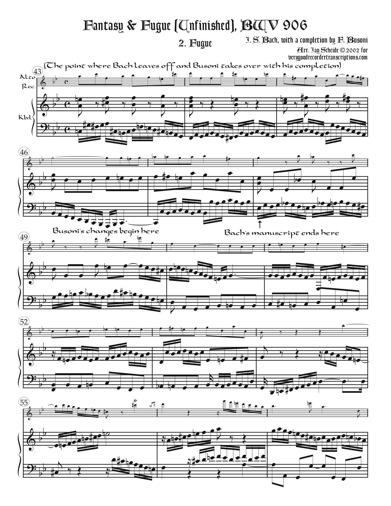 Fantasia & Fugue, BWV 906, with a completion by F. Busoni