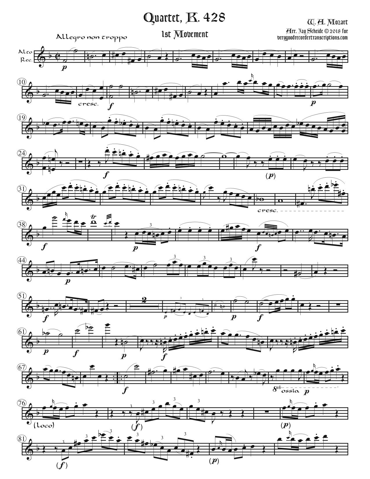 1st Movement from Quartet, K. 428