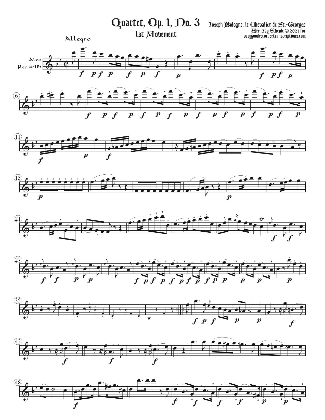 Quartet, Op. 1, No. 3
