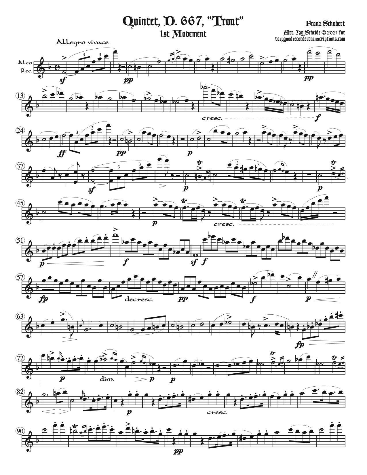 First movement from the “Trout” Quintet, D. 667