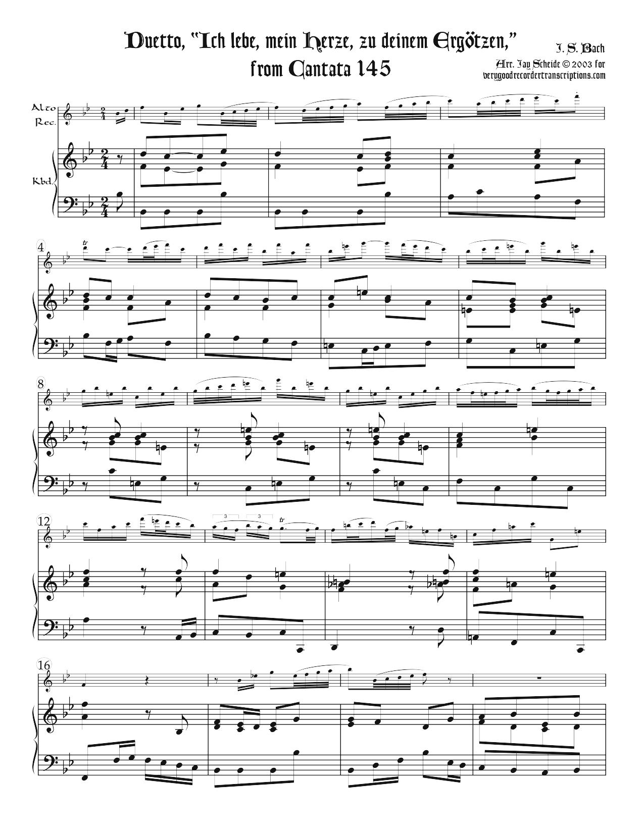 Duetto, “Ich lebe, mein Herze, zu deinem Ergötzen,” from Cantata 145